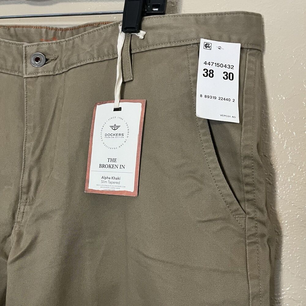 Dockers Men's Brown Alpha Khaki Slim Tapered Fit Pants 38x30 Office Profess - Picture 2 of 6
